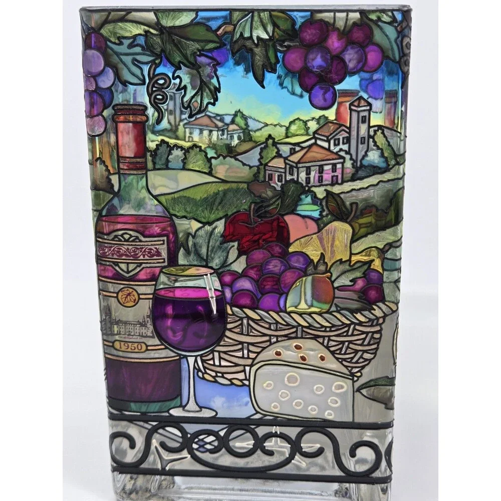 Amia Studios Wine Country Stained Glass Vase 6x4